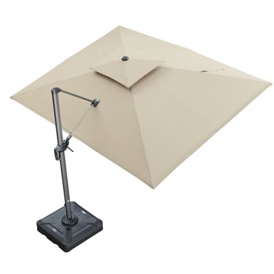 Large Patio Umbrella Hanging Double Top Square Offset Umbrella with 360°Rotation Tilting Umbrella Outdoor Patio