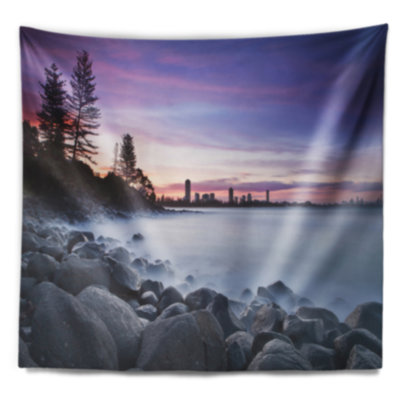 Paysage marin, pointe de Burleigh, tapisserie bleue