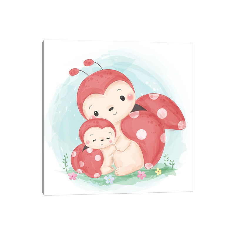 Watercolor Ladybug Motherhood by Art Mirano - Wrapped Canvas Print, 45.72 cm H x 45.72 cm W