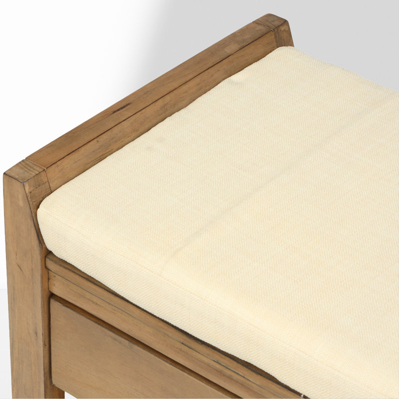 Banc de salle à manger rembourré avec tiroirs de rangement et tablette, Pin