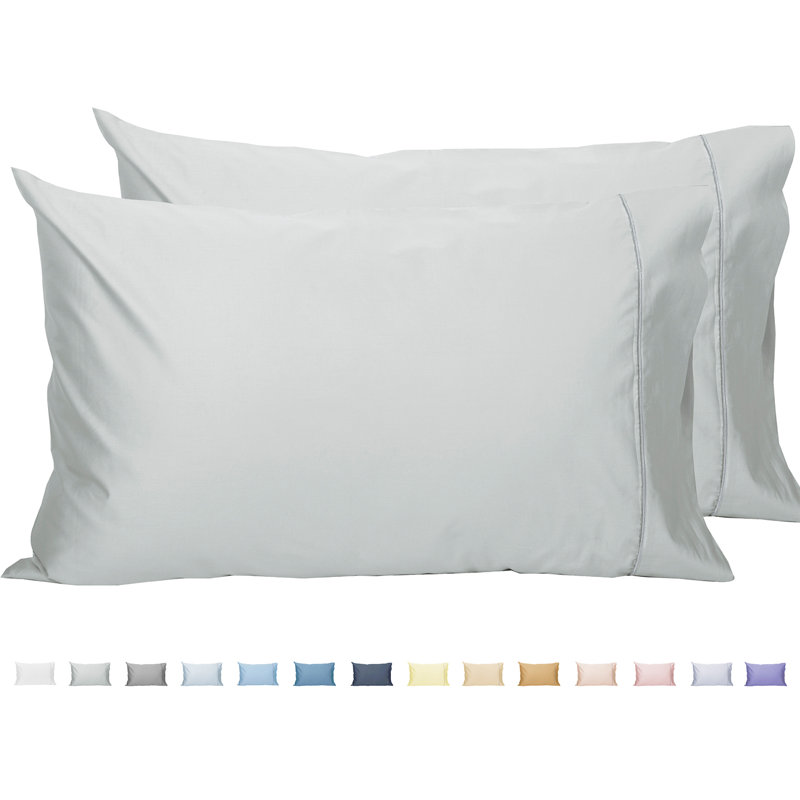 Sunflower Luxurious 100% Cotton Sateen Weave Sliver Snug Fit Pillowcases Set, Queen Pillowcase, Silver Gray