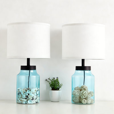 Antalya Table Lamp Set with Clear Glass Fillable