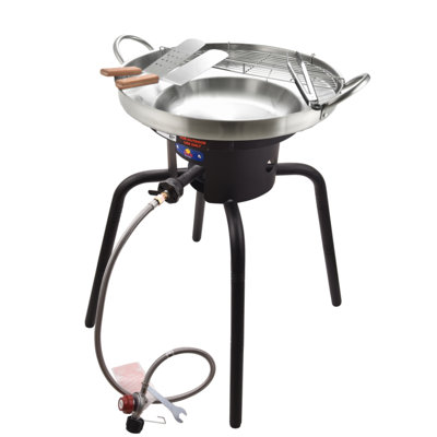 Cast Iron 65,000btu Propane Burner And Concave Comal Para Tacos Set With Adjustable Legs, 23 Inches Heavy Duty Mexican Discada Disc Cooker, Great For Outdoor Frying And Tortilla
