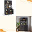 Armoire de garde-manger pour le salon, huche de support de micro-ondes cannelée en bois avec rangement, station de charge et panneau perforé de 73 po