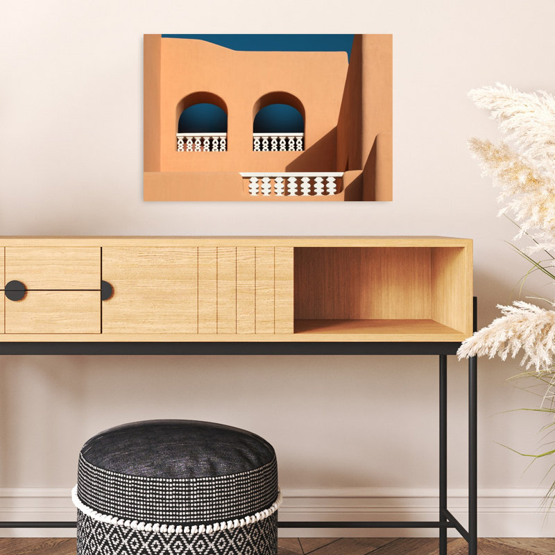 «Warm Arches Blue Sky», art géométrique minimaliste abstrait, impression d'art mural paysage, H 16 po x l 24 po