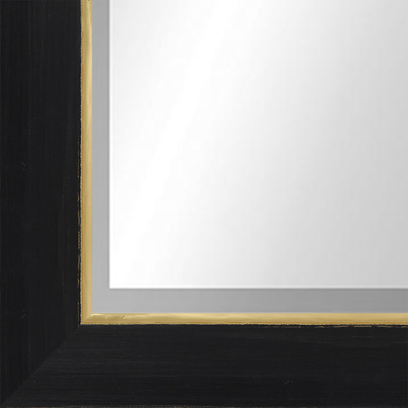 Town & Country Rectangle Solid Wood Beveled Wall Mirror, 33.5" x 27.5", Black/Gold