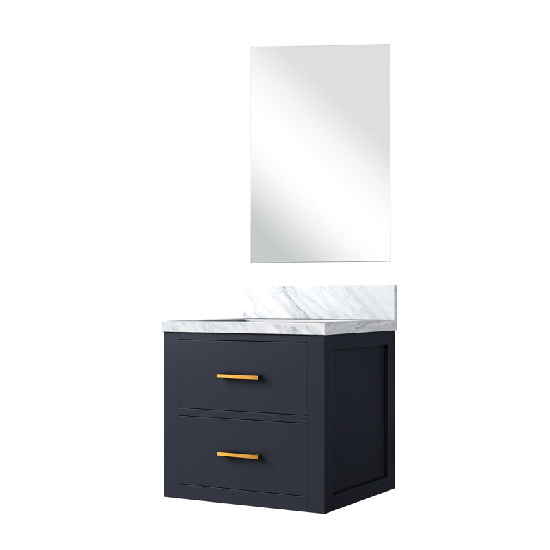 Meuble-lavabo bleu avec plateau en acrylique et 18 po Miroir - Panneaux de contreplaqué en bois massif à fermeture en douceur inclus Comptoir 20 W