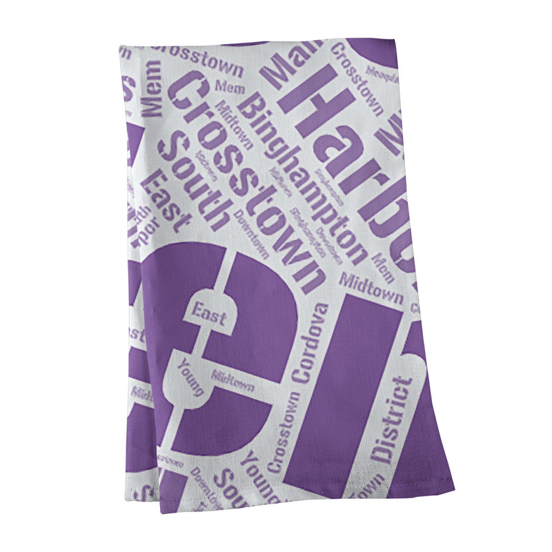 Cotton Tea Towel Kitchen Towel, Purple, Memphis
