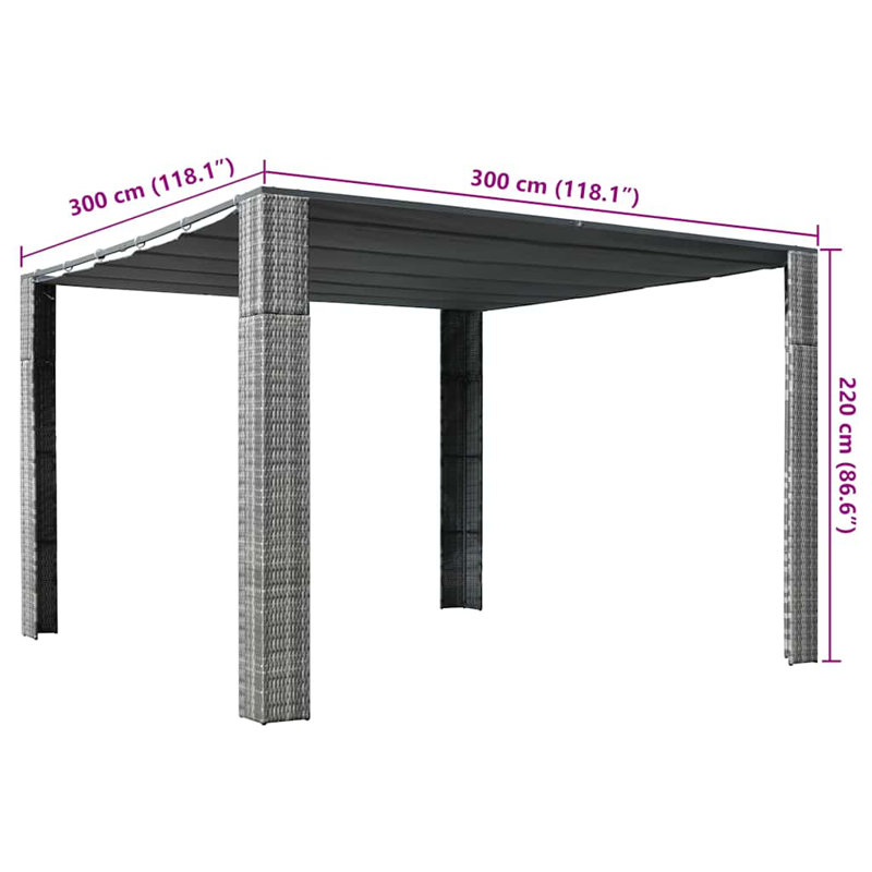 Alinah 3 x 3m Steel Patio Gazebo, Anthracite, Grey