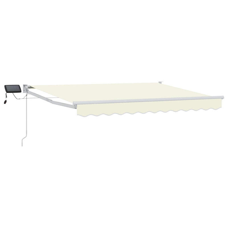 VidaXL Polyester Cover Retractable Patio Awning, Cream/White, No Pattern, 350cm W x 200cm D