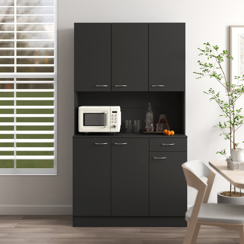 70,87 po de hauteur avec garde-robe et armoire de cuisine, avec 6 portes, 1 tablette ouverte et 1 tiroir pour la chambre à coucher