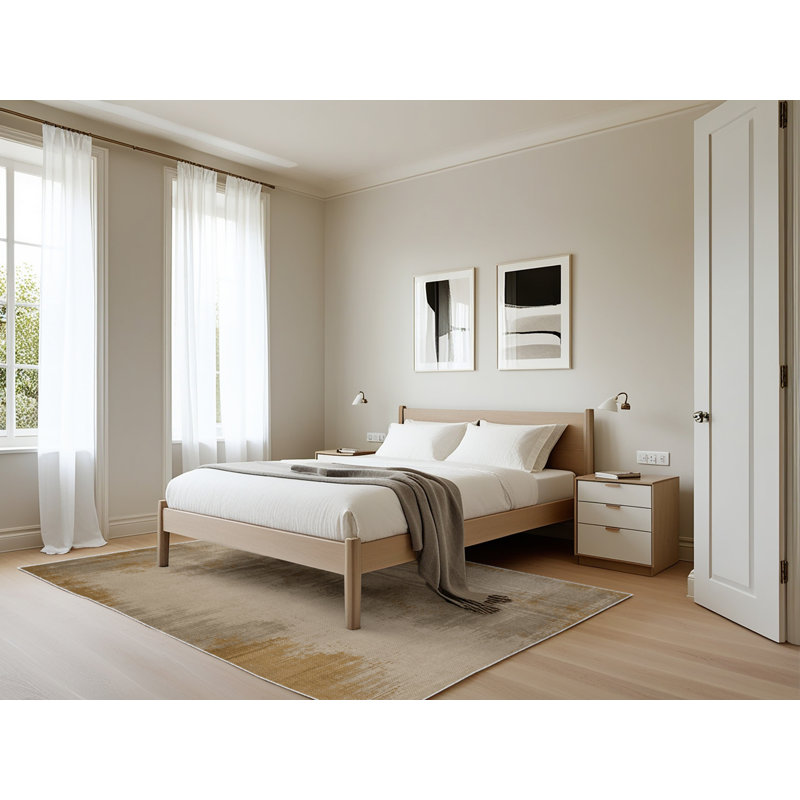 Tapis beige lavable à la machine, Rectangle 5 pi x 7 pi
