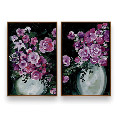 «Evening Bouquet Elegance», ensemble de 2 impressions sur toile