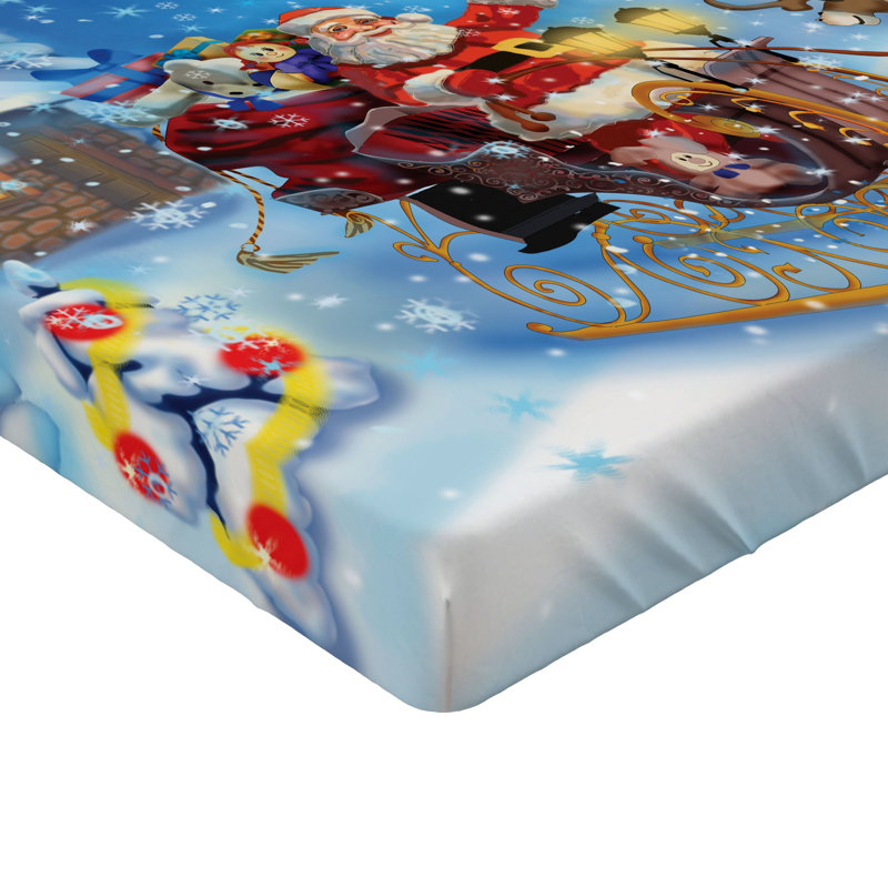 Ensemble de 2 draps-housse de père Noël en traîneau bleu marine Ambesonne, Drap-housse très grand californien
