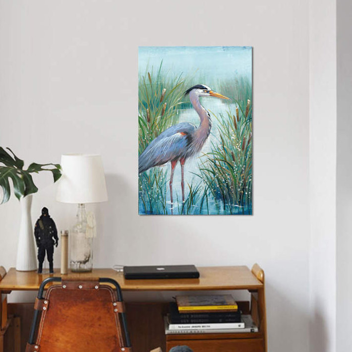 «Marsh Heron I» par Timothy O 'Toole, reproduction sur toile non encadrée, H 12 po x l 8 po x P 0,75 po, Toile tendue