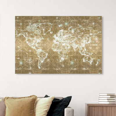 « mapamundi galaxy gold », impression sur toile