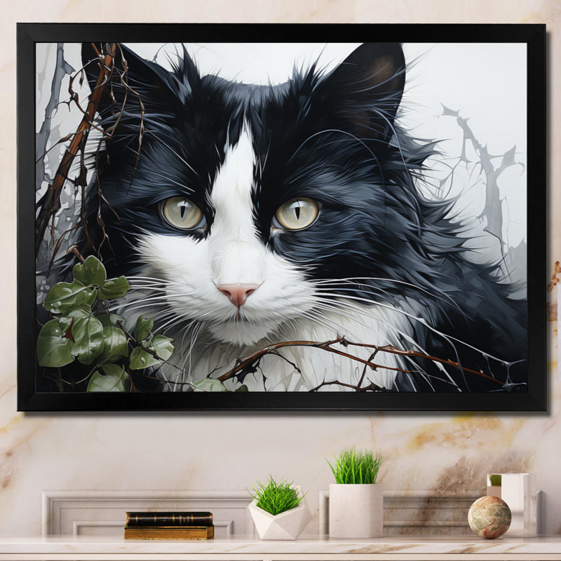 Chat mystérieux I - impression, Cadre photo noir, H 30 po x l 40 po x P 1,5 po