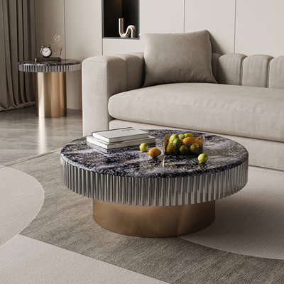 Round microcrystalline stone coffee table