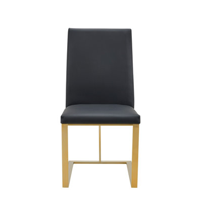 Cid Anki 19 Inch Dining Chair, Faux Leather, Brass Steel Finish