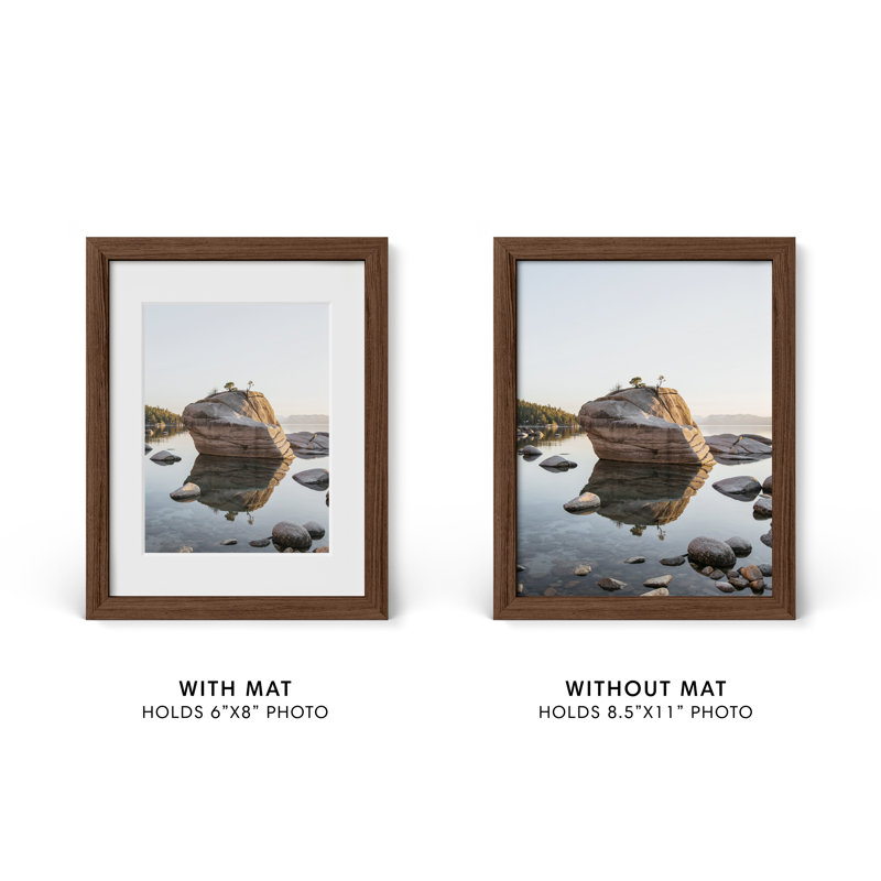Cadre photo en bois massif avec verre, Noyer, L 8,5 po x H 11 po