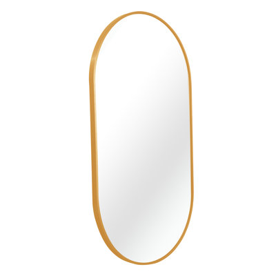 Miroir ovale en métal doré de 20 po x 28 po - mélange de style et de fonctionnalité, verre de 4 mm de hauteur, cadre en aluminium, décoration murale incassable 20 po x 28 po, aluminium, installation facile à suspendre