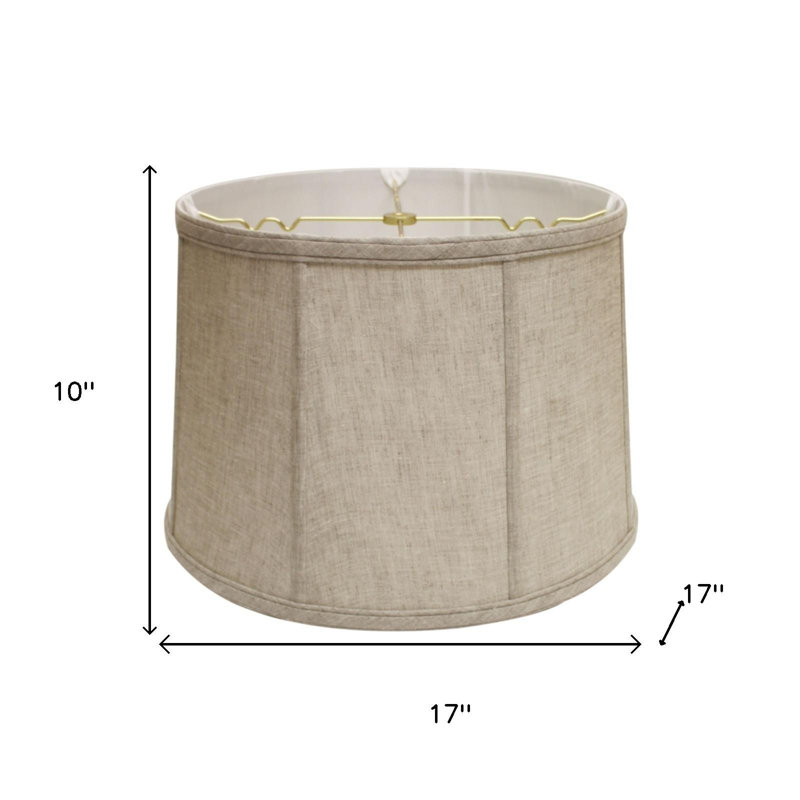 Abat-jour tambour en lin blanc, Crème, crème, H 10 po x l 17 po x P 17 po