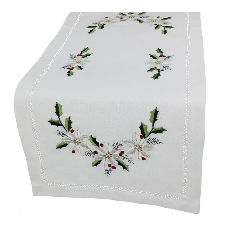 Samuelson Embroidered Hemstitch Table Runner, 72" L x 15" W