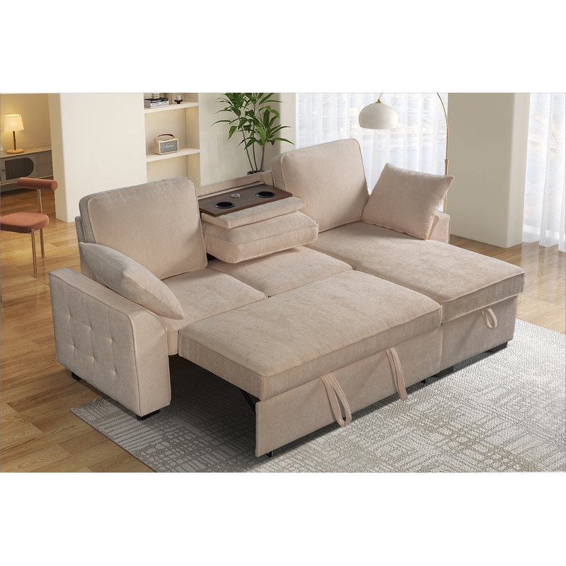 Multi - Functional Sectional Sofa Ensemble Featuring a Removable Cup Holder Tray, Storage - Integrated Chaise and Adjustable Backrests