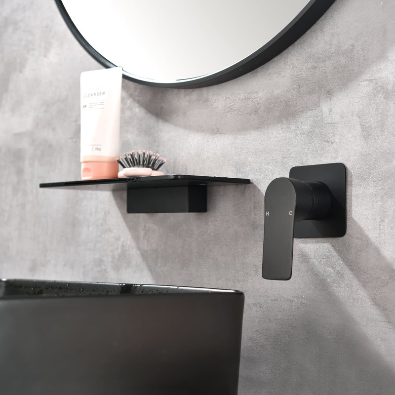 Wall Mounted Single-handle Bathroom Faucet, Matte Black