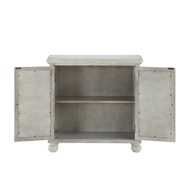 Armoire de rangement classique classique avec poignées suspendues et miroir, Blanc antique