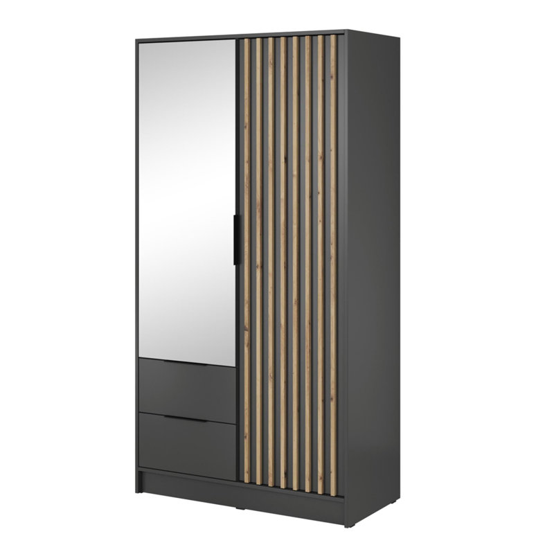 Anzovin 2 Door Wardrobe, Dark Grey