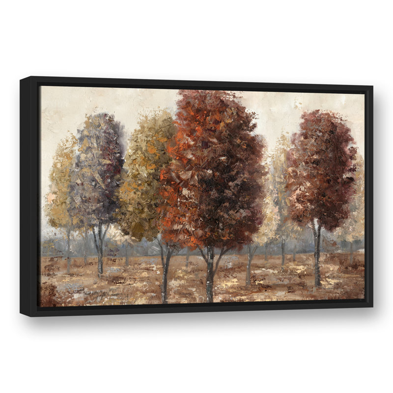 Spice Tone Trees - Peinture, Toile à cadre flottant noir, H 21,75 po x l 31,75 po x P 1,75 po