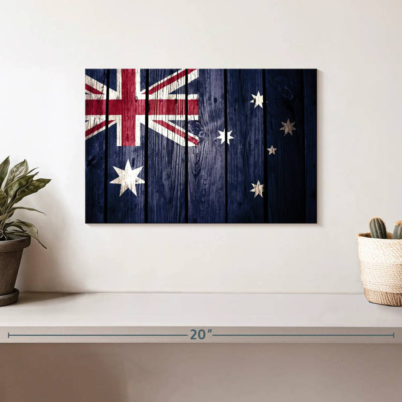 Drapeau australien Borges style bois, H 8 po x l 12 po