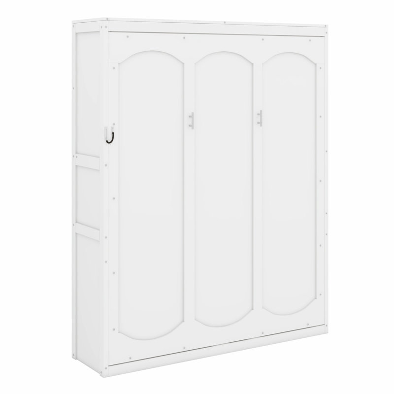 Lit pliant vertical avec tablettes latérales fonctionnelles, Blanc