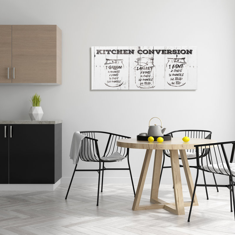 Tableau de conversion pour la cuisine - Art textuel sur toile, H 20 po x l 48 po x P 1,5 po, Toile tendue