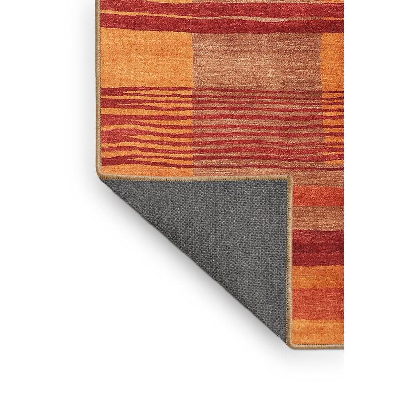 Tapis contemporain rouge / beige, Rectangle 7 pi x 9 pi
