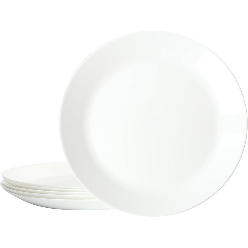 Ensemble d'assiettes à dessert 6 pièces en verre opale de 7 pouces, blanc, résistant aux éclats