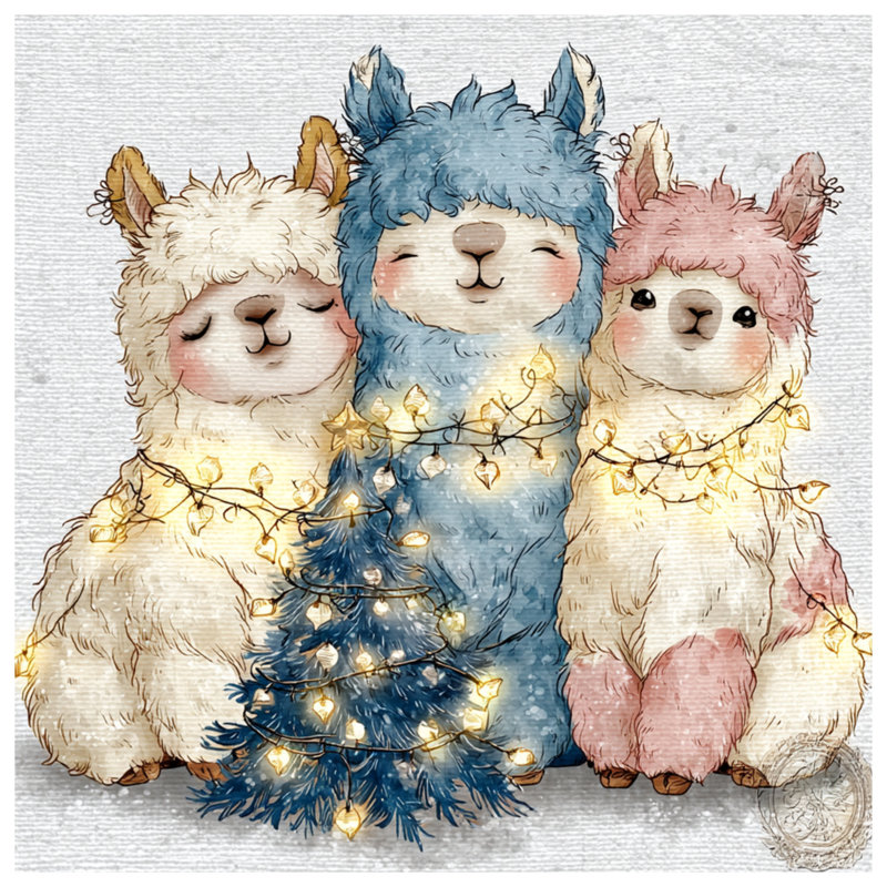 Coussins décoratifs lamas avec lumières de Noël, 26 po x 26 po