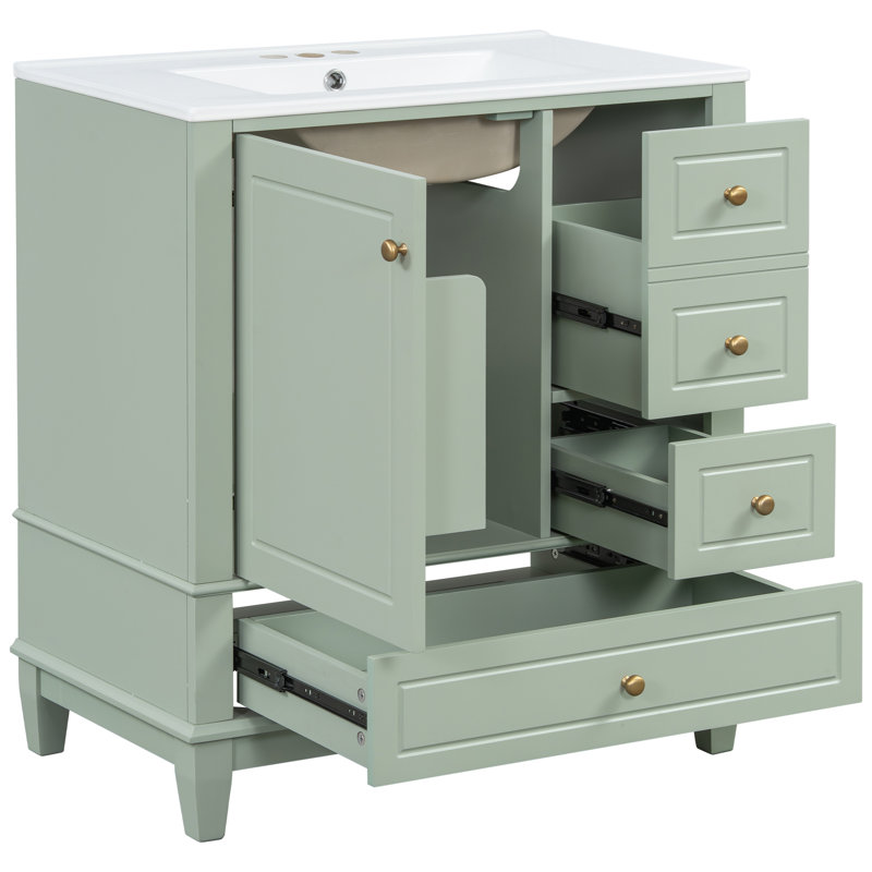 Meuble-lavabo de salle de bain avec lavabo, Vert clair