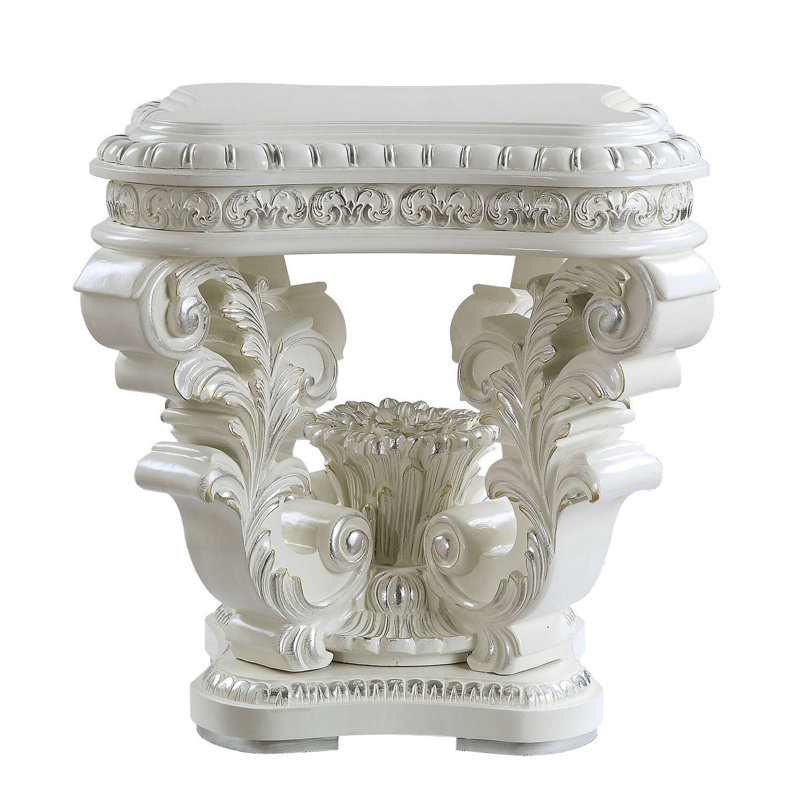 Antique White Square End Table