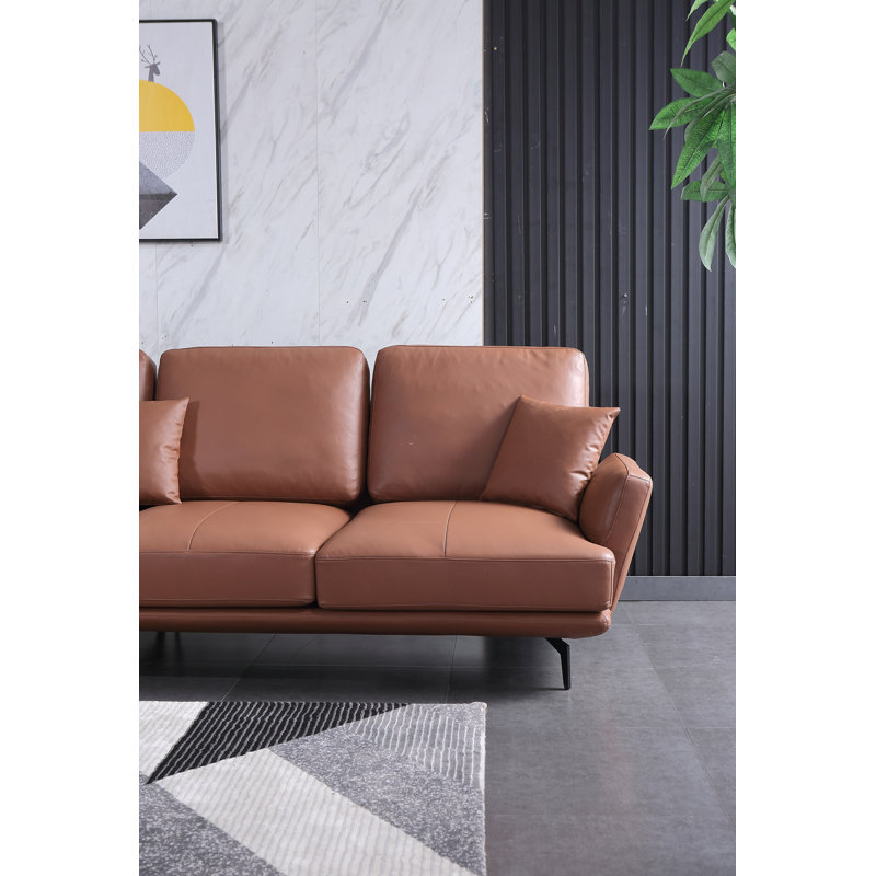 Galaxy Sectional, Russet Brown Genuine Leather, Left Hand Facing