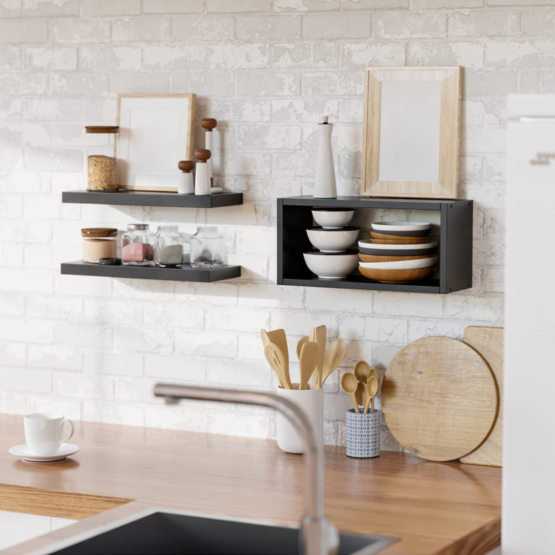 3 Piece Floating Shelf, Black