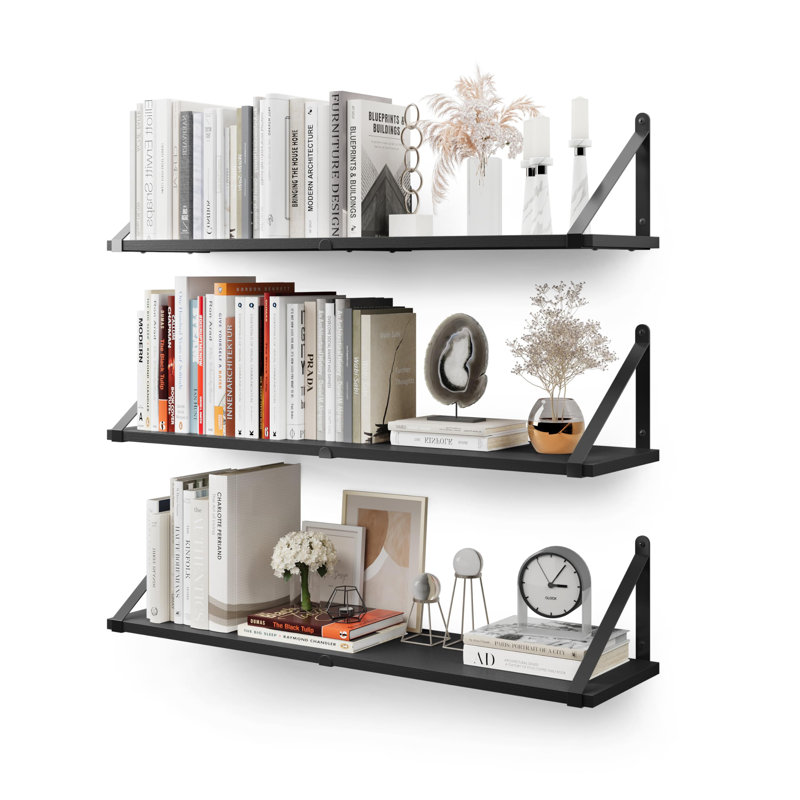 Anorea Wood Bracket Shelf, Black