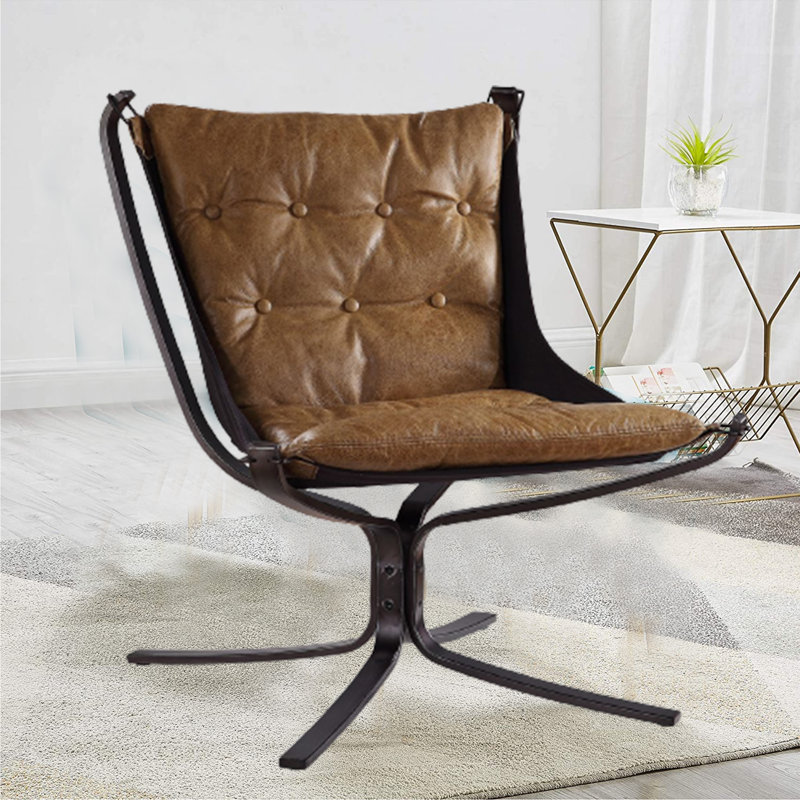 Accent Chair, Top Grain Leather, Coffee Genuine Leather