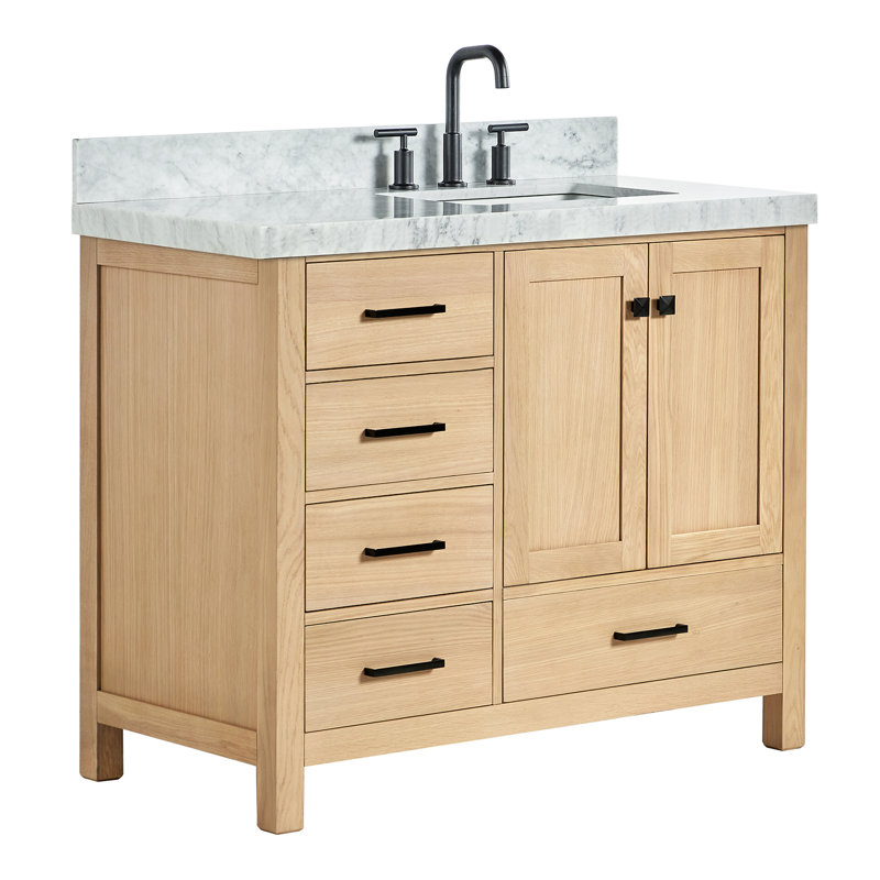Meuble-lavabo simple 42 po avec comptoir Cambridge, Chêne, Right, Rectangular
