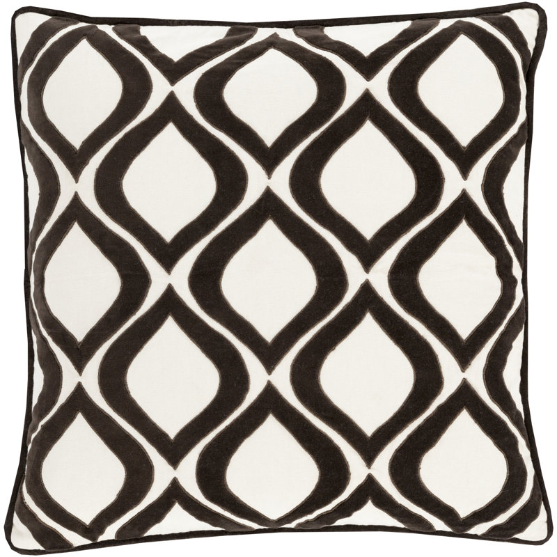 Alexandria Geometric Cotton Blend Throw Pillow, 22" H x 22" W x 0.25" D, Gray