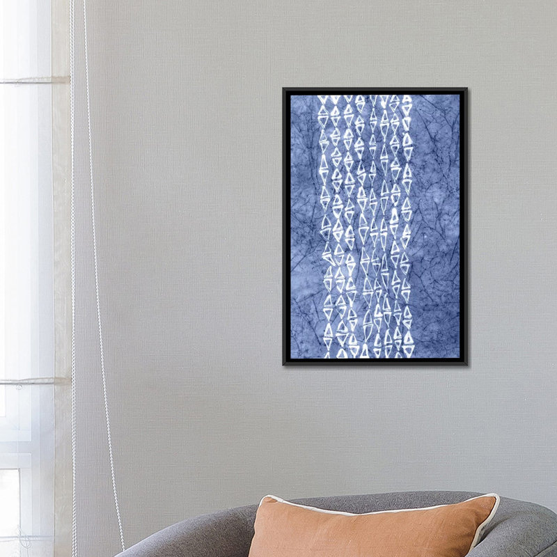 « primitive patterns iii », impression sur toile, Toile avec cadre noir, Pas de tapis, H 48 po x l 32 po x P 1,5 po
