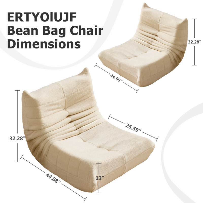 Armless Bean Bag Chair For Adults And Kids,memory Foam Lounge Chair Forliving Room Bedroom Dorm Or Office, Beige Polyester