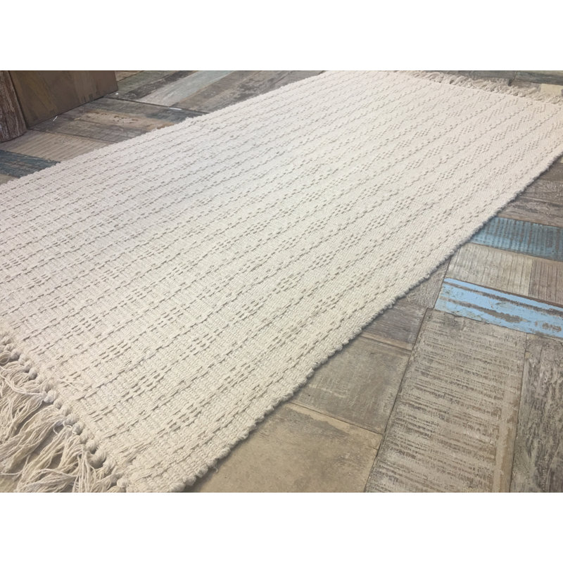 Rosser Geometric Cotton Hand Woven Area Rug, Rectangle 70 x 115cm