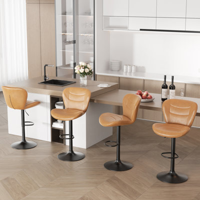 Adjustable Height Counter Stool with Metal Frame